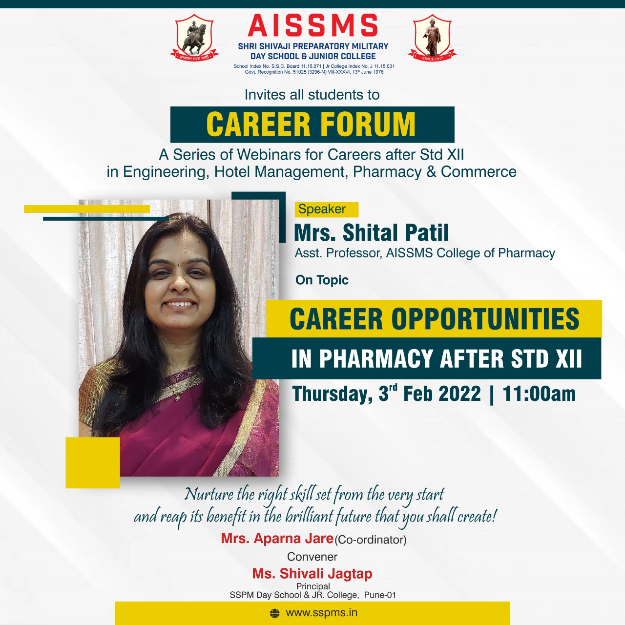 Webinar by Mrs Shital Patil for SSPM Day School and Junior College